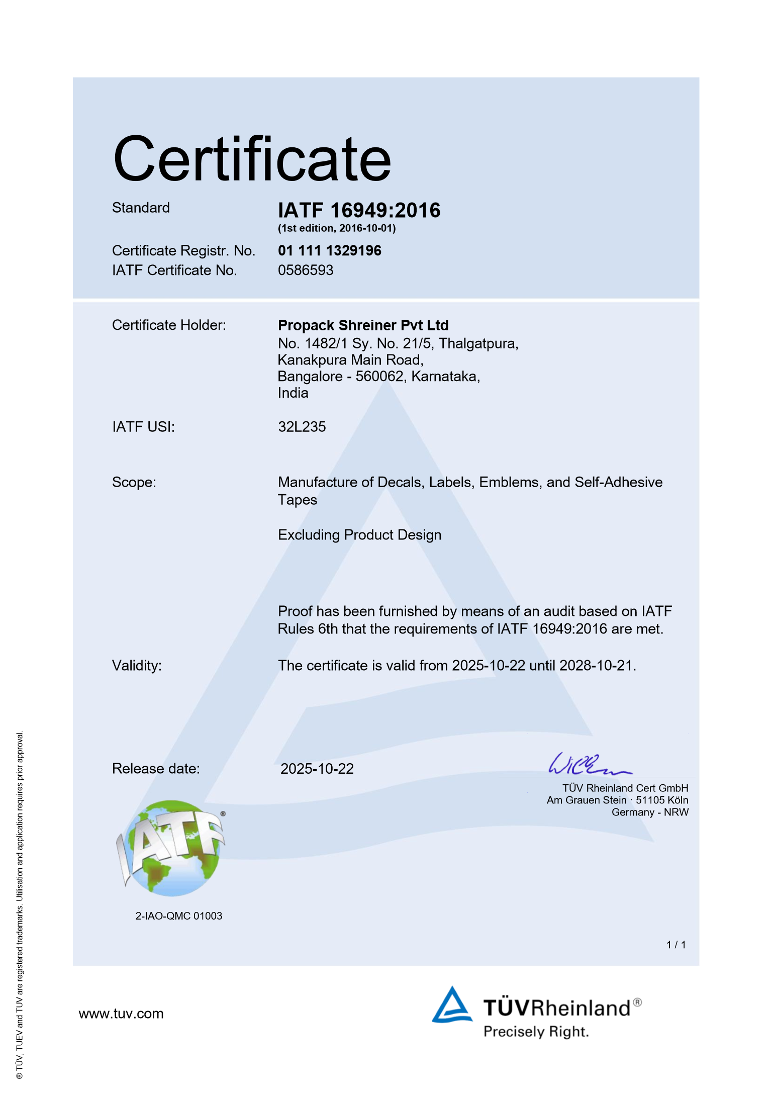 IATF 16949:2016 — Automotive Quality Management